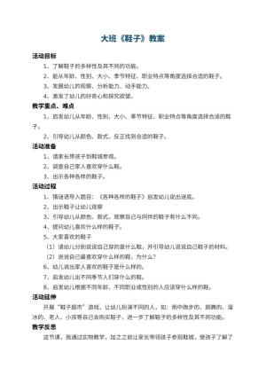 幼儿园大班教案《鞋子》预览