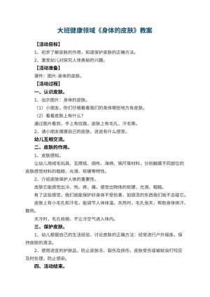 幼儿园大班健康领域教案《身体的皮肤》预览