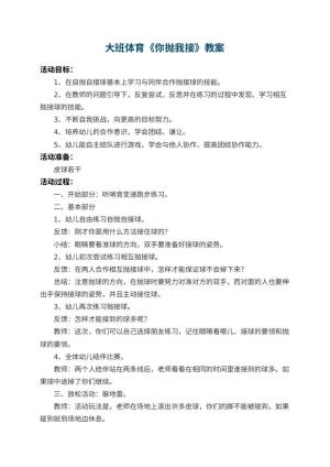 幼儿园大班体育教案《你抛我接》预览