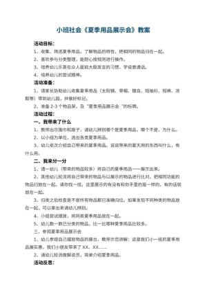 幼儿园小班社会教案《夏季用品展示会》 包含反思预览