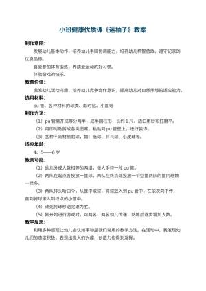 幼儿园小班健康优质课教案《运柚子》 包含反思预览