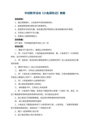 幼儿园中班数学活动教案《小兔探险记》 包含反思