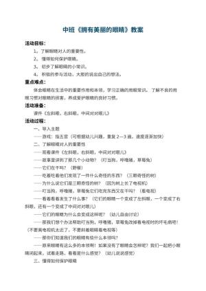 幼儿园中班教案《拥有美丽的眼睛》
