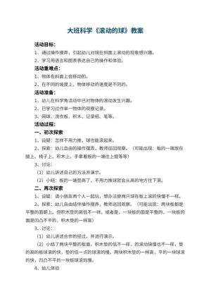 幼儿园大班科学优秀教案《滚动的球》 包含反思预览