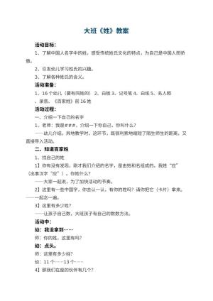 幼儿园大班教案《姓》预览