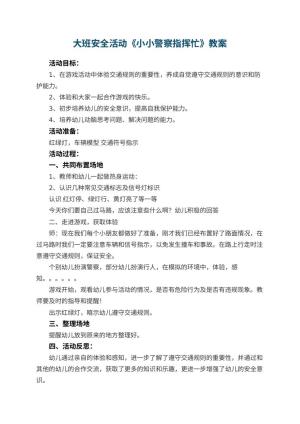 幼儿园教案大班安全活动《小小警察指挥忙》 包含反思预览