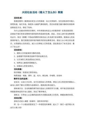 幼儿园大班社会活动教案《着火了怎么办》 包含反思预览