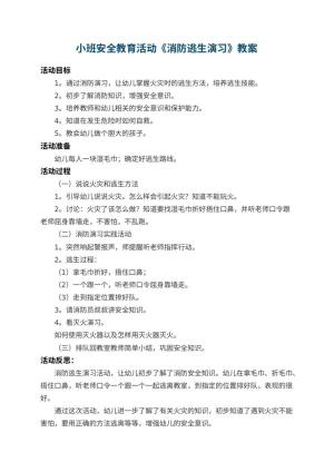 幼儿园小班安全教育活动教案《消防逃生演习》 包含反思预览