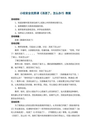 幼儿园小班安全优质课教案《汤洒了，怎么办?》 包含反思