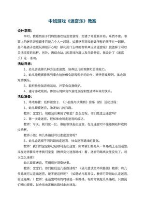 幼儿园中班游戏教案《迷宫乐》 包含反思预览