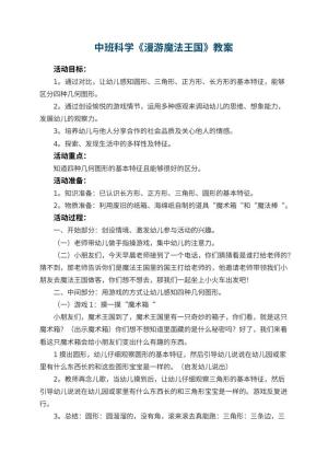 幼儿园中班科学优秀教案《漫游魔法王国》 包含反思预览