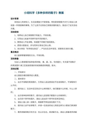 幼儿园小班科学教案《多种多样的鞋子》 包含反思预览