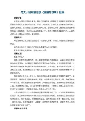 幼儿园范文小班观察记录《腼腆的琪琪》 包含反思预览
