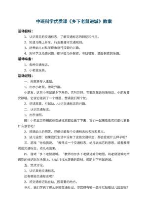 幼儿园中班科学优质课教案《乡下老鼠进城》 包含反思