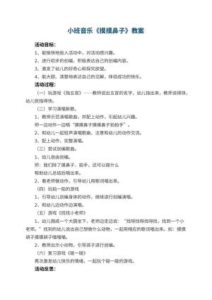 幼儿园小班音乐优秀教案《摸摸鼻子》 包含反思预览