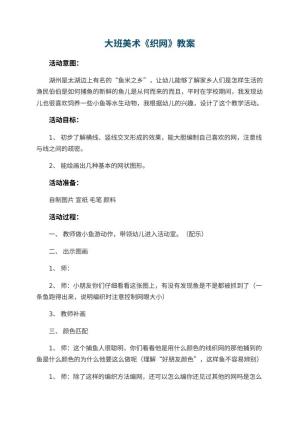 幼儿园大班美术教案《织网》 包含反思