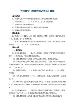 幼儿园大班数学教案《特殊的电话号码》 包含反思预览