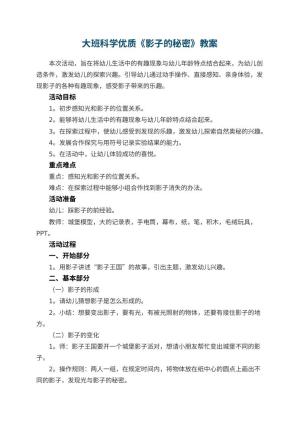 幼儿园大班科学优质教案《影子的秘密》 包含反思预览