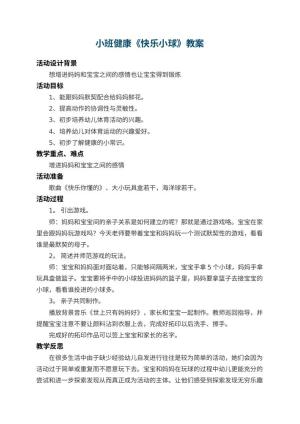 幼儿园小班健康教案《快乐小球》 包含反思预览