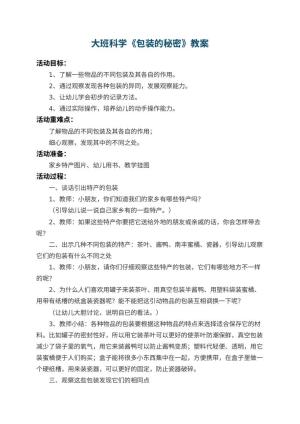 幼儿园大班科学教案《包装的秘密》 包含反思预览