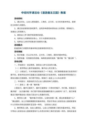 幼儿园中班科学课活动教案《漫游魔法王国》 包含反思