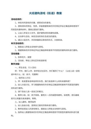 幼儿园大班建构游戏《街道》 包含反思