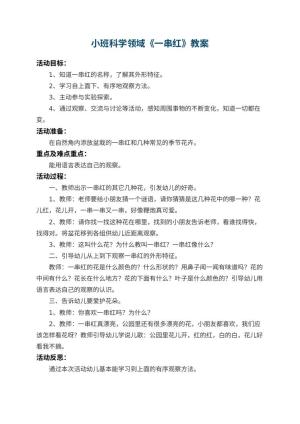 幼儿园小班科学领域教案《一串红》 包含反思