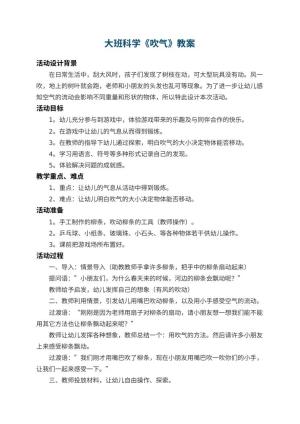 幼儿园大班科学教案《吹气》 包含反思预览
