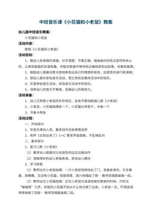 幼儿园中班音乐课教案《小花猫和小老鼠》 包含反思预览