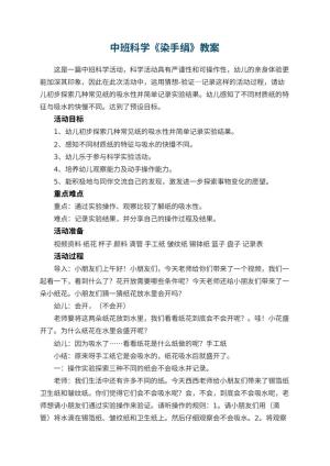 幼儿园教案中班科学《染手绢》 包含反思预览