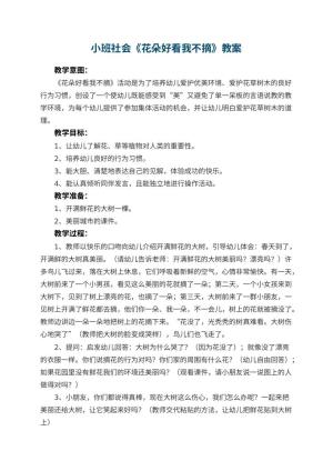 幼儿园小班社会教案《花朵好看我不摘》 包含反思预览