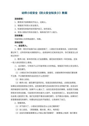 幼儿园幼师小班安全教案《防火安全知多少》 包含反思预览
