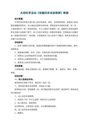 幼儿园大班科学活动教案《有趣的多米诺骨牌》 包含反思