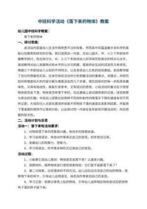 幼儿园中班科学活动教案《落下来的物体》 包含反思