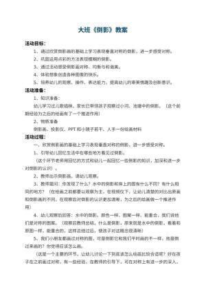 幼儿园大班教案《倒影》预览