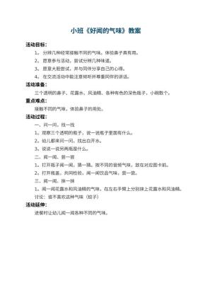 幼儿园小班教案《好闻的气味》预览