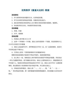 幼儿园优秀数学教案《重量大比拼》预览