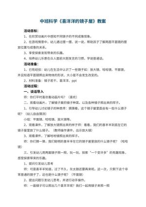 幼儿园中班科学教案《喜洋洋的镜子屋》 包含反思预览