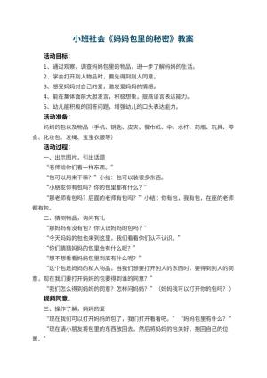幼儿园小班社会《妈妈包里的秘密》教案预览