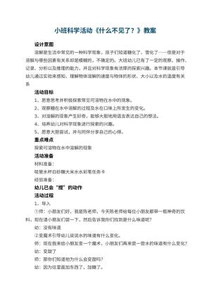 幼儿园小班科学活动教案《什么不见了？》 包含反思预览