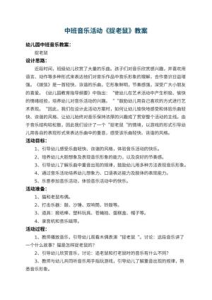 幼儿园中班音乐活动教案《捉老鼠》 包含反思预览