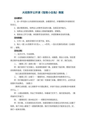幼儿园大班数学公开课教案《智救小白兔》 包含反思
