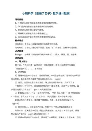 幼儿园小班科学《谁偷了包子》教学设计 包含反思预览