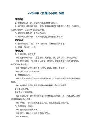 幼儿园小班科学优秀教案《有趣的小脚》 包含反思