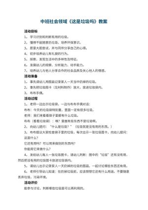 幼儿园中班社会领域《这是垃圾吗》教案 包含反思