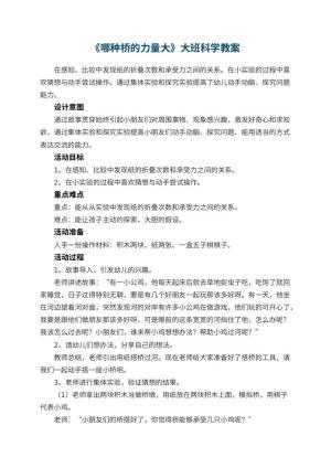 幼儿园教案《哪种桥的力量大》大班科学