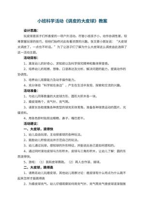 幼儿园小班科学活动教案《调皮的大皮球》 包含反思