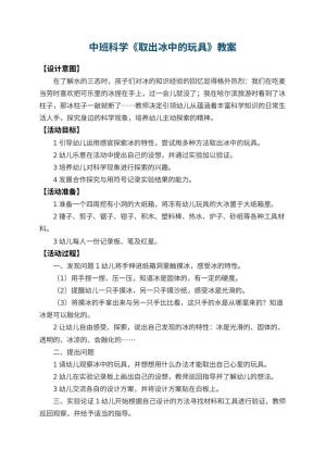 幼儿园中班科学优秀教案《取出冰中的玩具》 包含反思