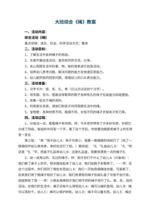 幼儿园大班综合优秀教案《绳》 包含反思