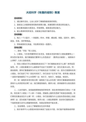 幼儿园大班科学优秀教案《有趣的磁铁》 包含反思预览